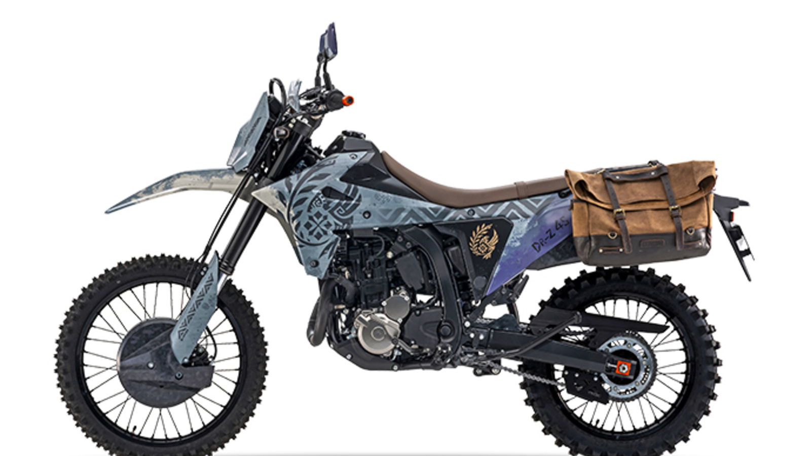 Suzuki DR-Z4S in a Monster Hunter Wilds-inspired livery