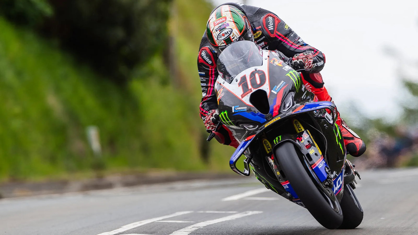 Peter Hickman riding in the Superbike class at the Isle of Man TT.